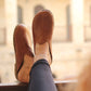 Barefoot - close toed slippers - Antique Brown Leather - Winter Slippers - Copper Rivet - For Women