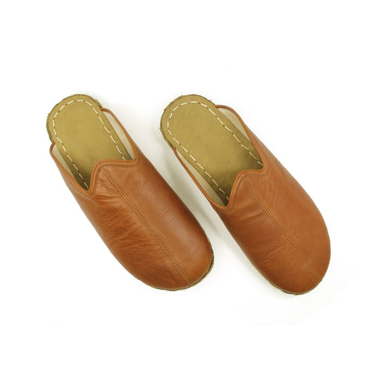 Closed Toe Antique Model Leather Winter Slippers