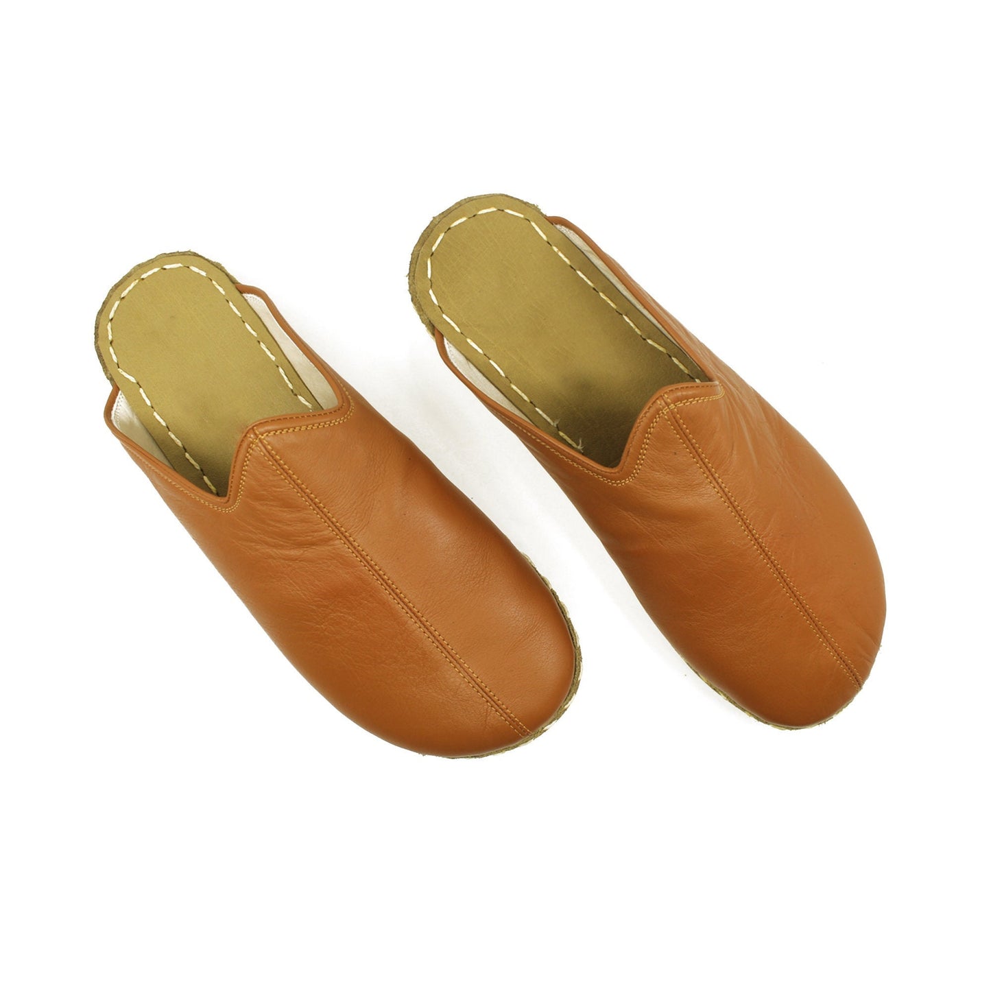 Closed Toe Leather Women's Slippers Brown