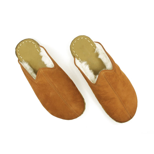 Sheepskin Orange Women's Slippers-Nefes Shoes