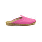 Close Toed Slippers - Pink Leather - Winter Slippers - Rubber Sole - For Women