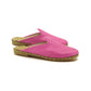 Close Toed Slippers - Pink Leather - Winter Slippers - Rubber Sole - For Women