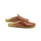 Close Toed Slippers - Flat Brown Leather - Winter Slippers - Rubber Sole - For Women