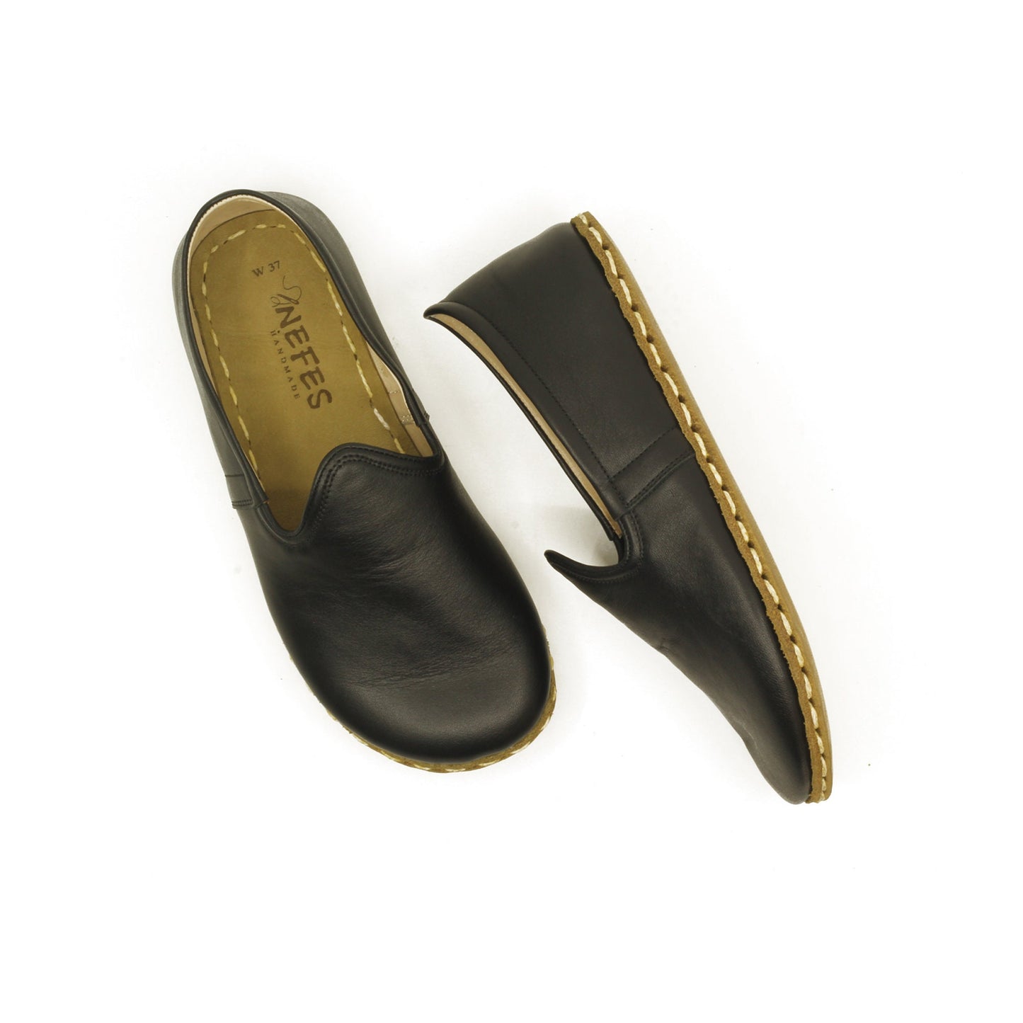 Elegant Black Leather Barefoot Shoes for Women: Zero Drop Craftsmanship