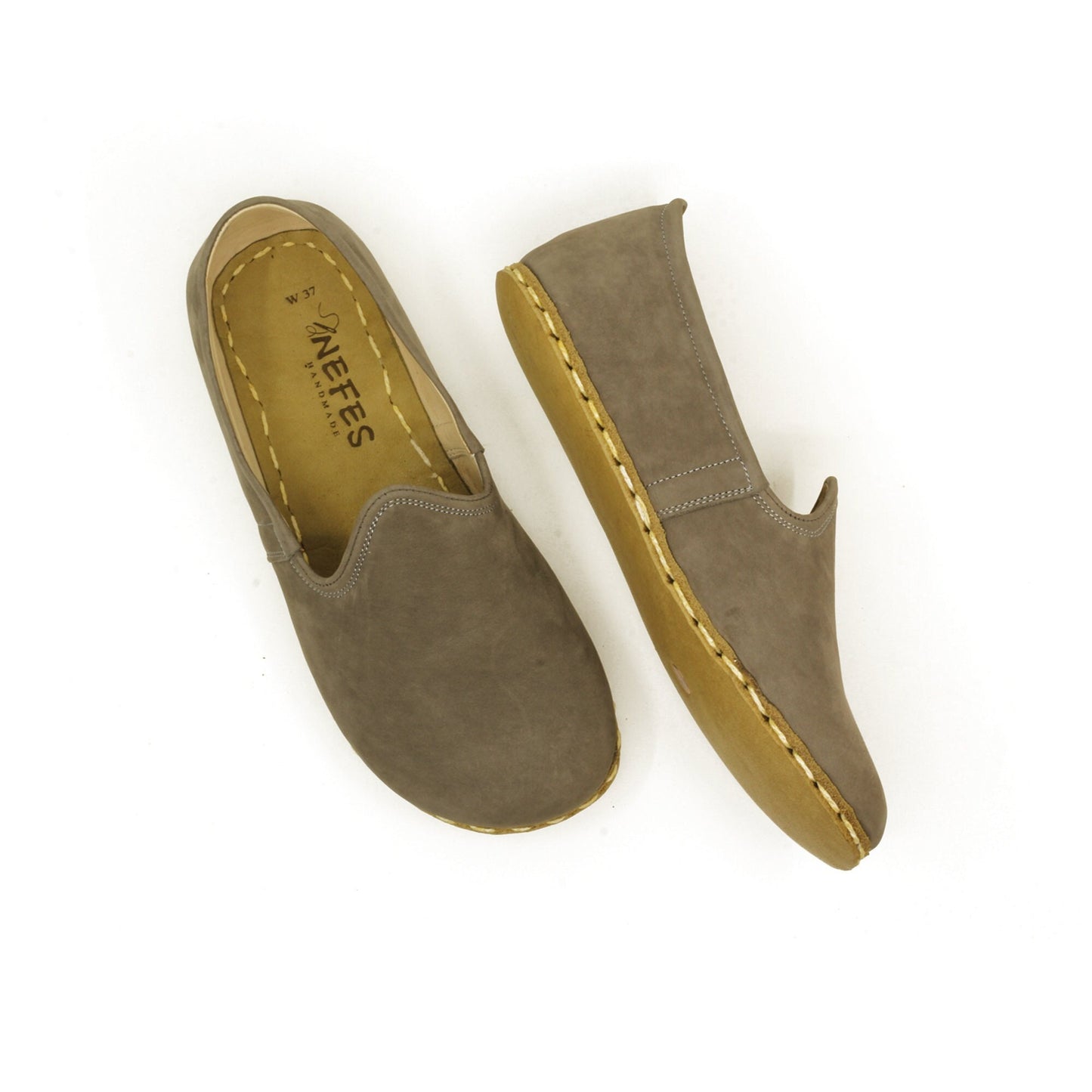 Women - Handmade - Barefoot - Leather Shoes, Classic- Gray Nubuck