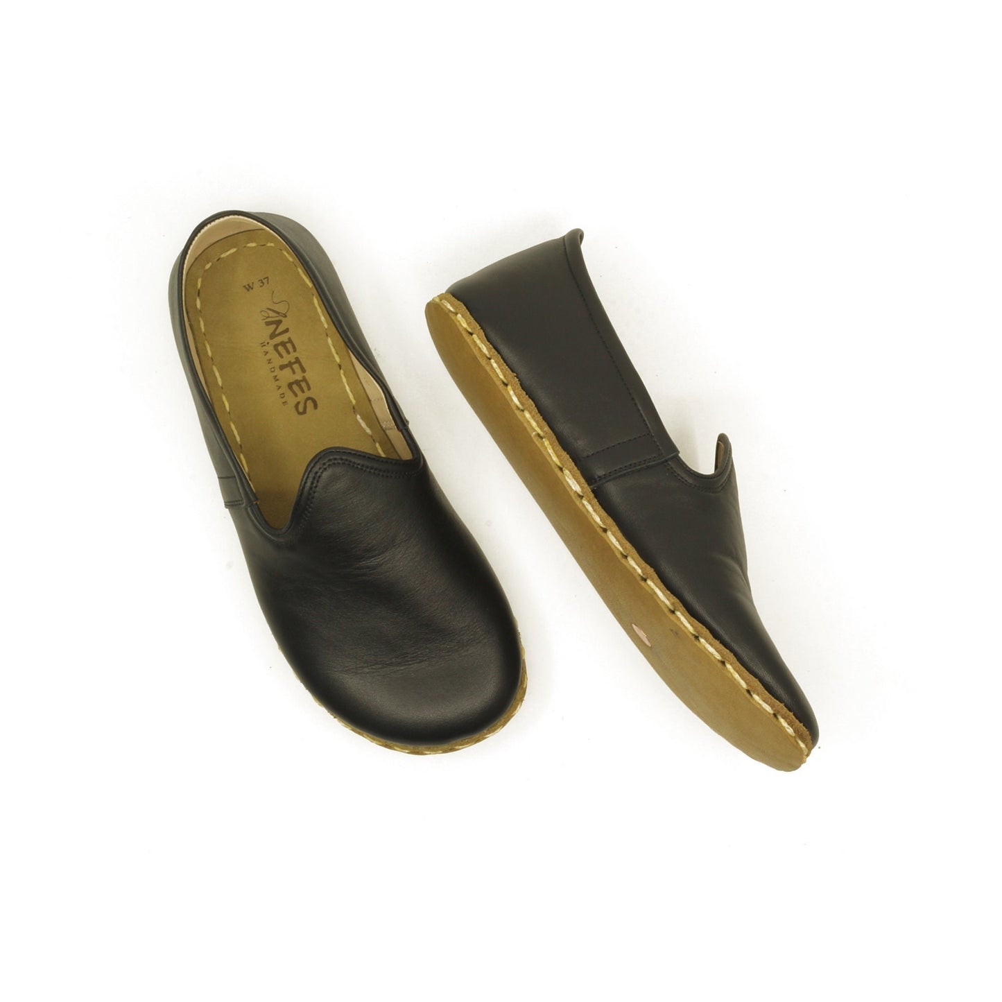 Women - Handmade - Barefoot - Leather Shoes, Calssic - Black