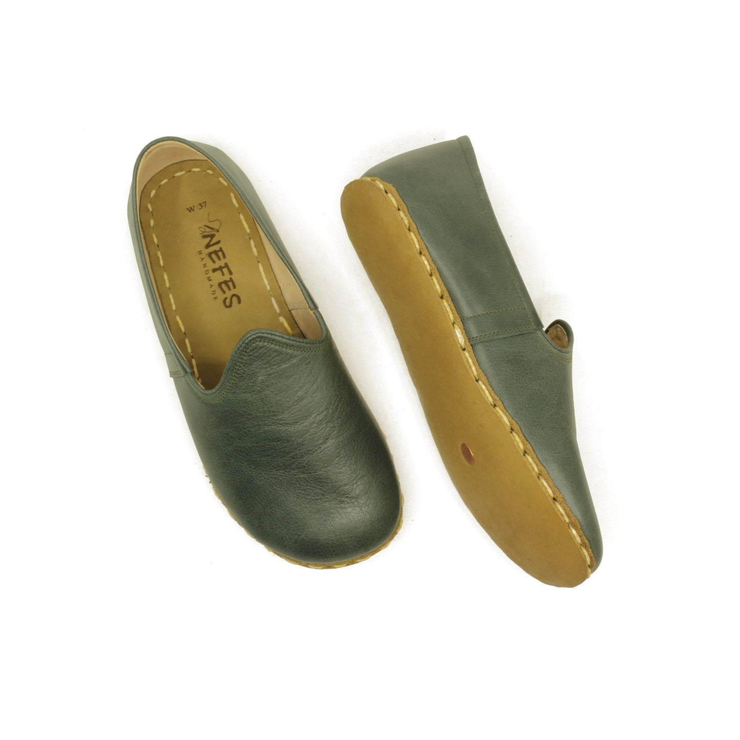 Toledo Green Leather Barefoot Loafer for Men - Zero Drop, Wide Toe Box