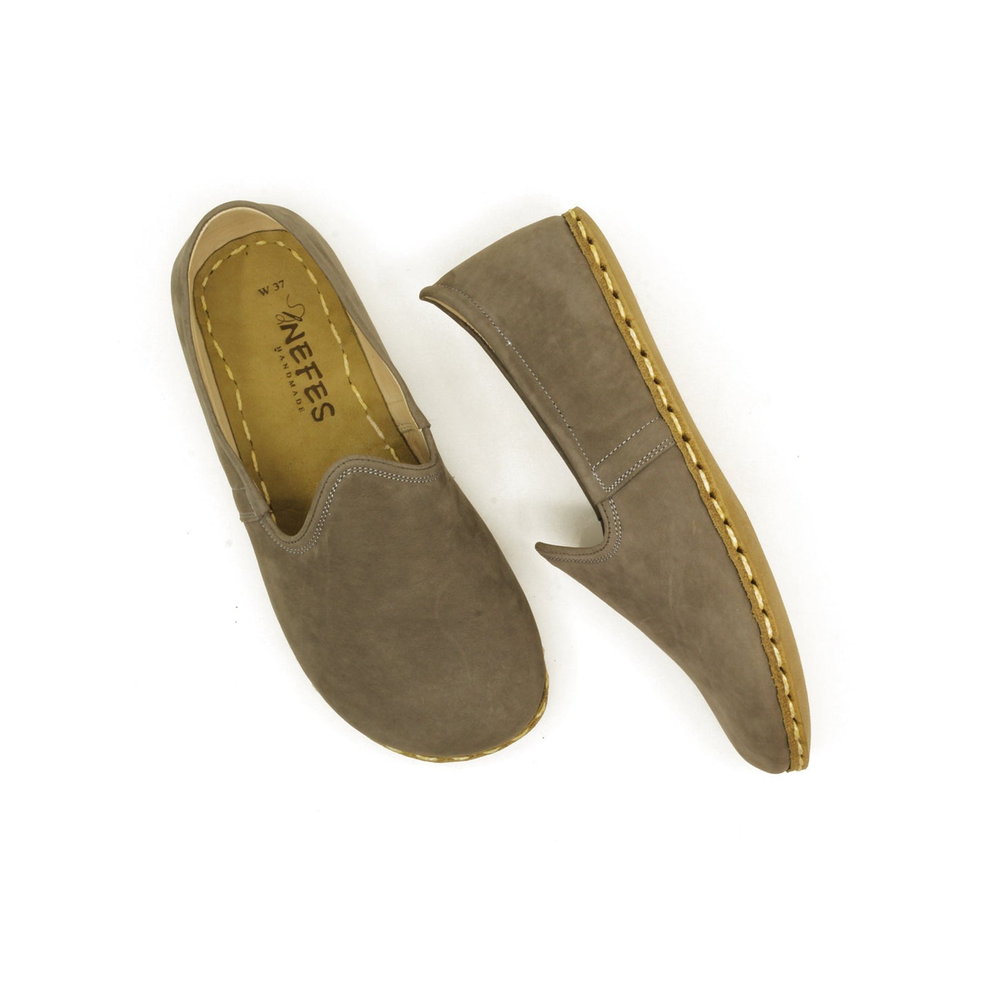Handmade Gray Nubuck Leather Loafers for Men - Zero Drop, Barefoot Feel