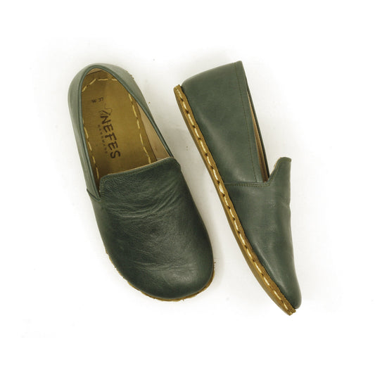 Women - Handmade - Barefoot - Leather Shoes, Modern - Green