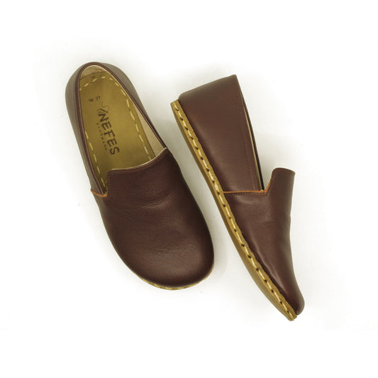 Handmade Women's Barefoot Shoes - Bitter Brown-Nefes Shoes