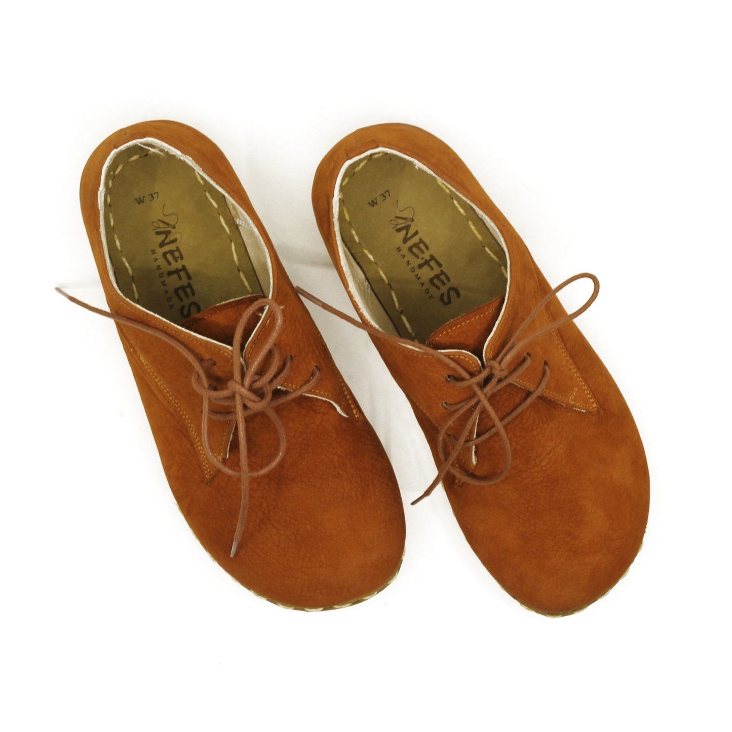 barefoot shoes women oxford shoes orange nubuck leather handmade lace up for women - nefes shoes