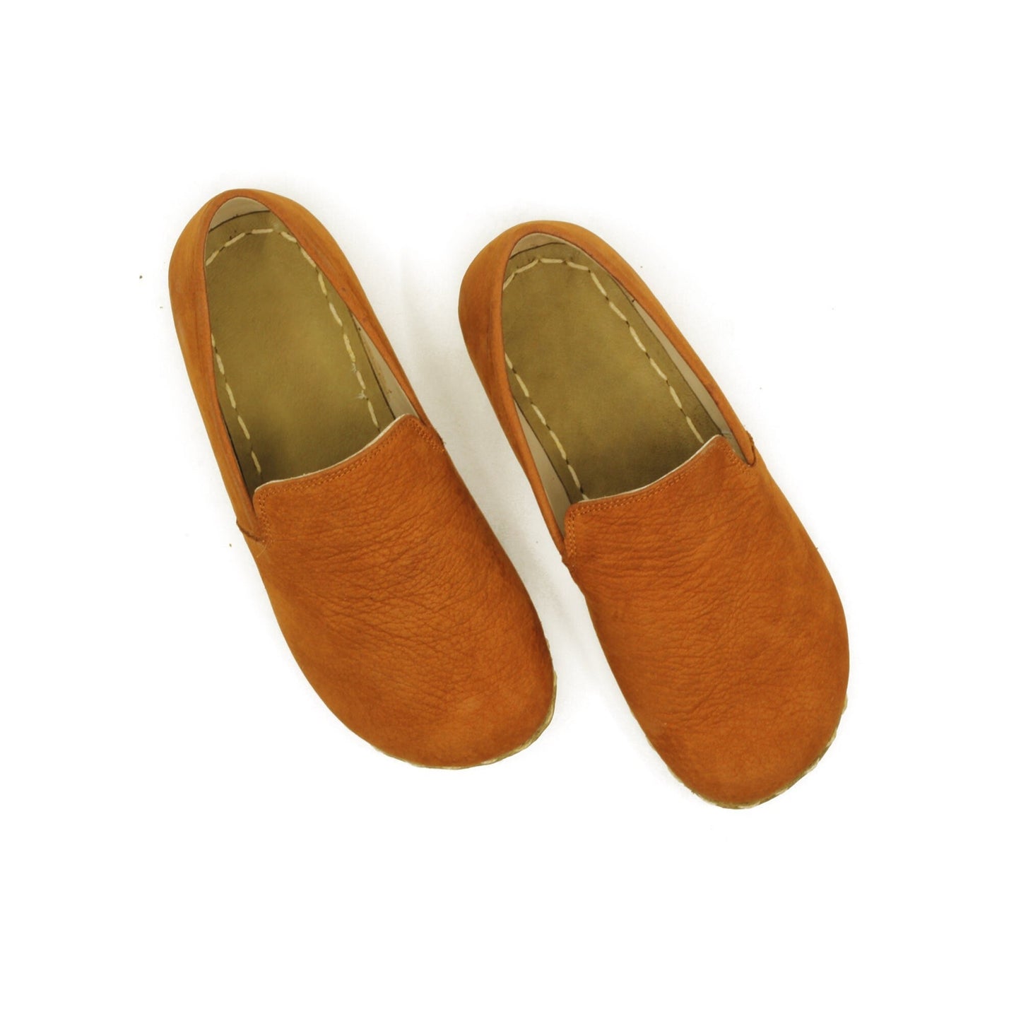Women - Handmade - Barefoot - Leather Shoes, Modern- Orange Nubuck