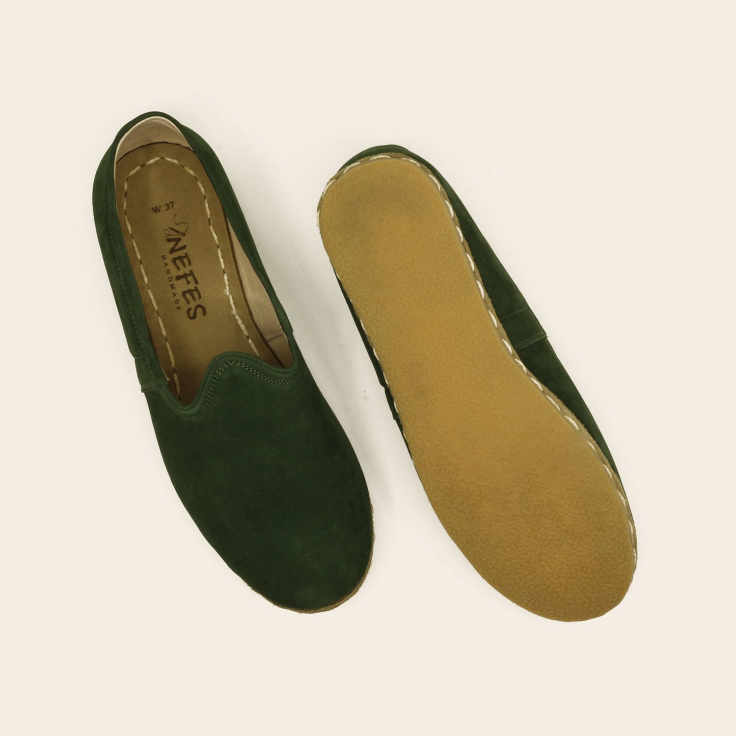 Men Shoes Handmade Green Nubuck Leather Yemeni Rubber Sole