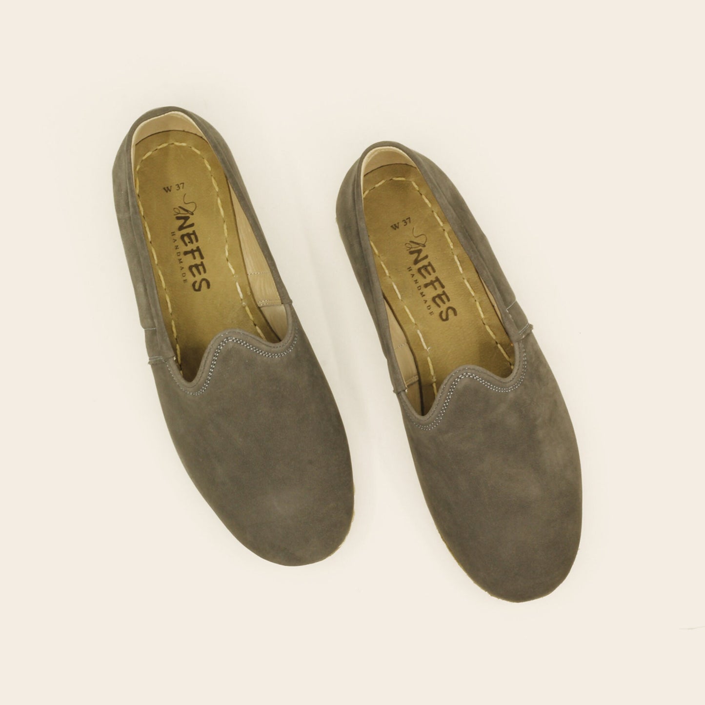 Men Shoes Handmade Gray Nubuck Leather Turkish Yemeni Rubber Sole