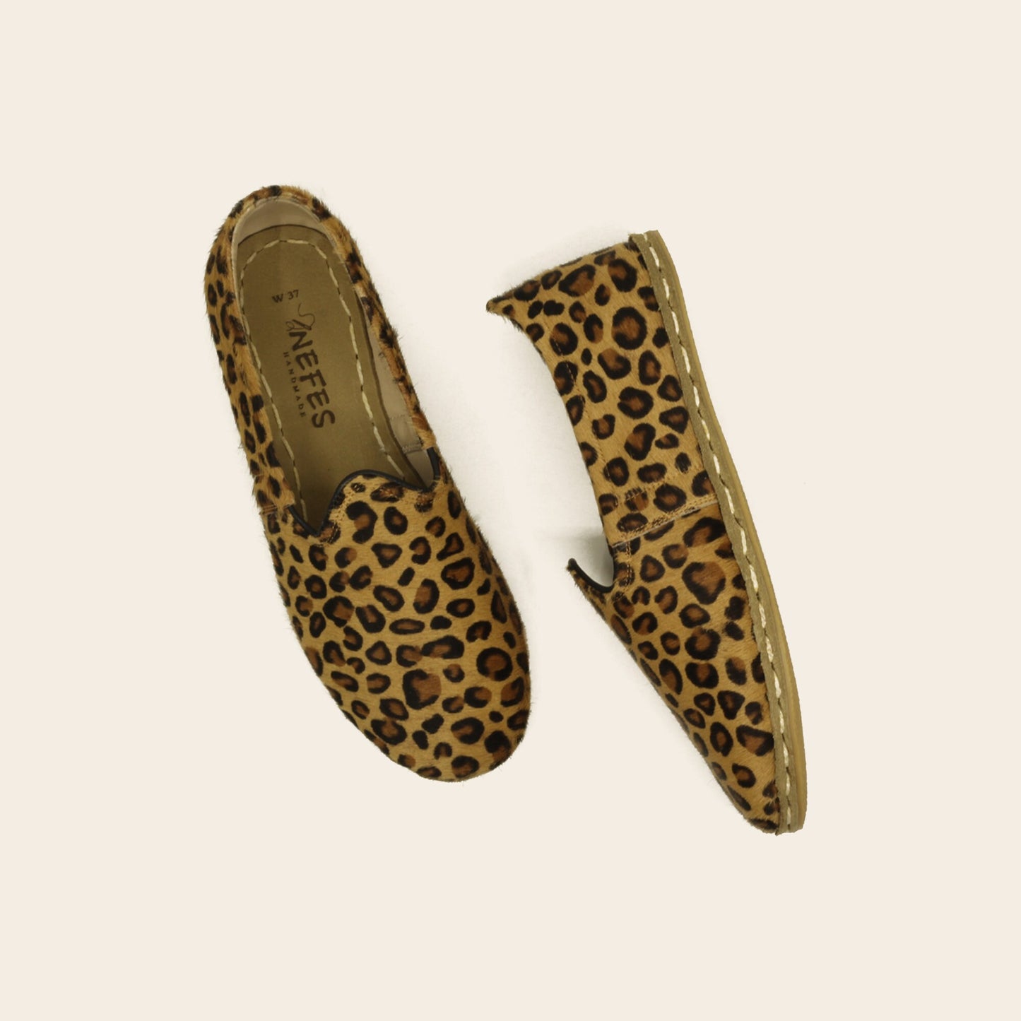 Men Shoes Handmade Leopard Print Hairy Leather Turkish Yemeni Rubber Sole