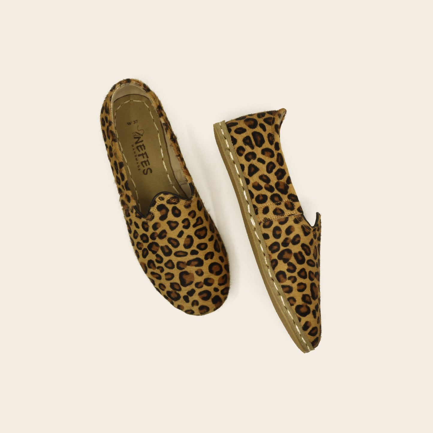 Men Shoes Handmade Leopard Print Hairy Leather Yemeni Rubber Sole