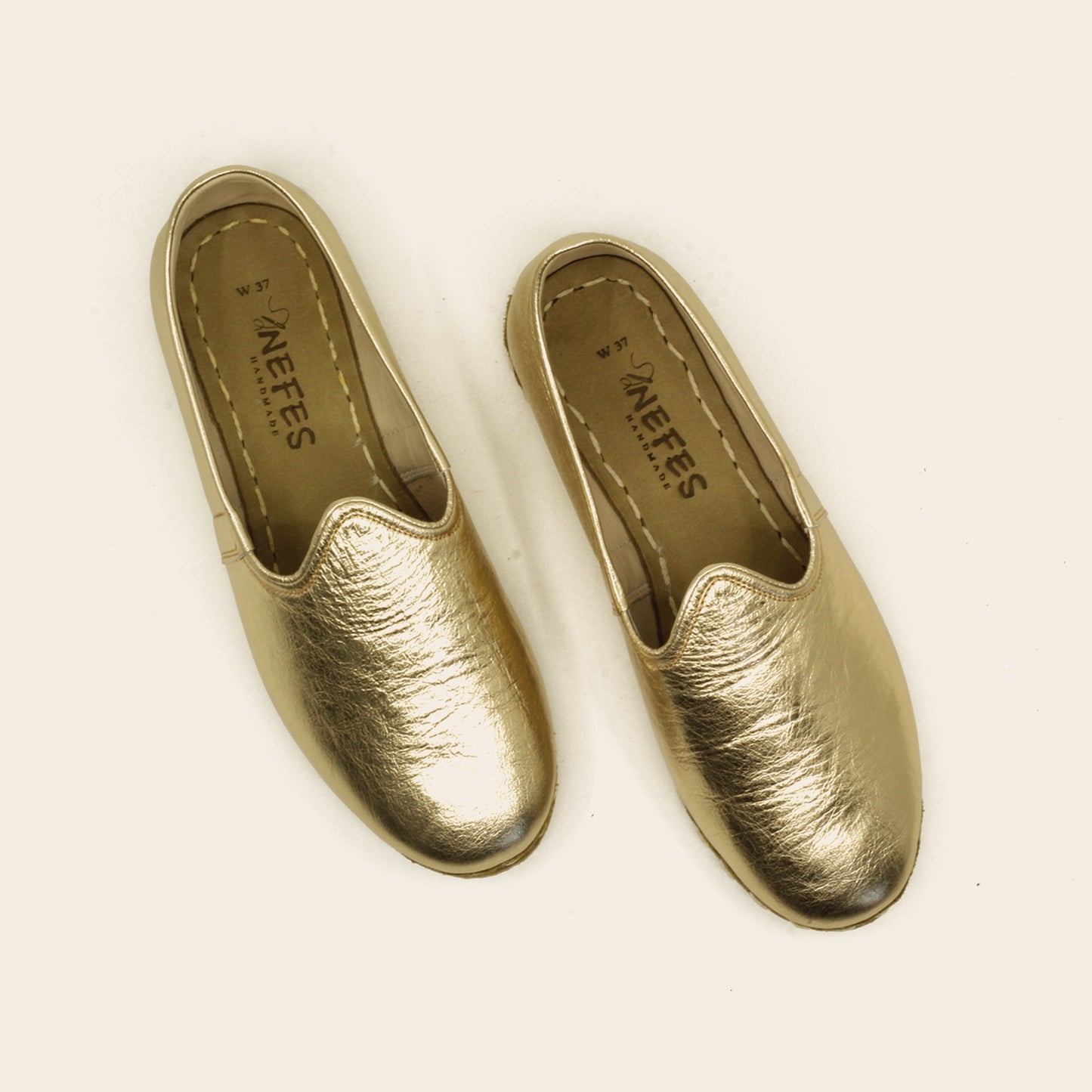 Women Shoes, Handmade shiny gold color Leather, Turkish Yemeni Rubber Sole