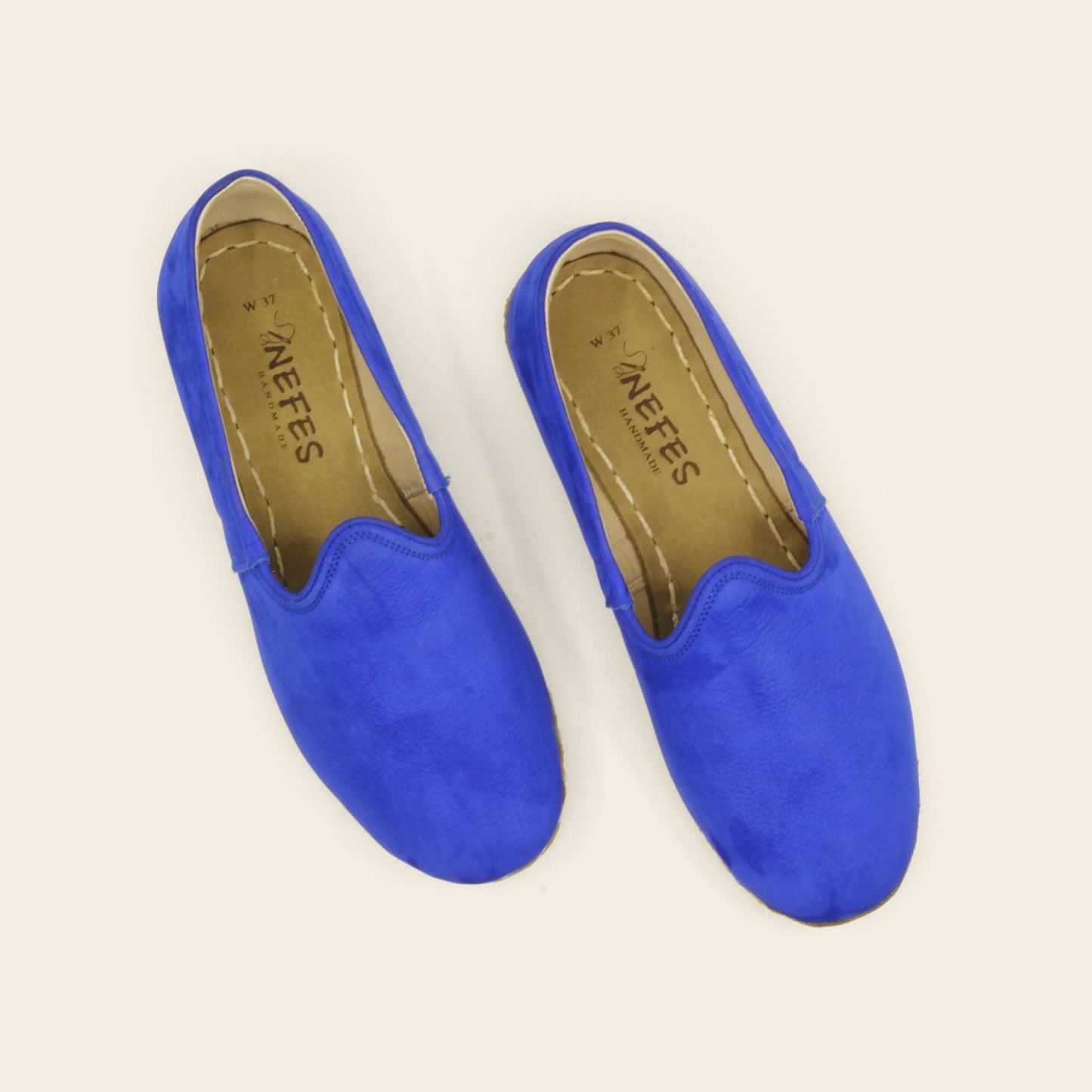 Women Shoes Handmade Blue Nubunck Leather Yemeni Rubber Sole - Nefes Shoes
