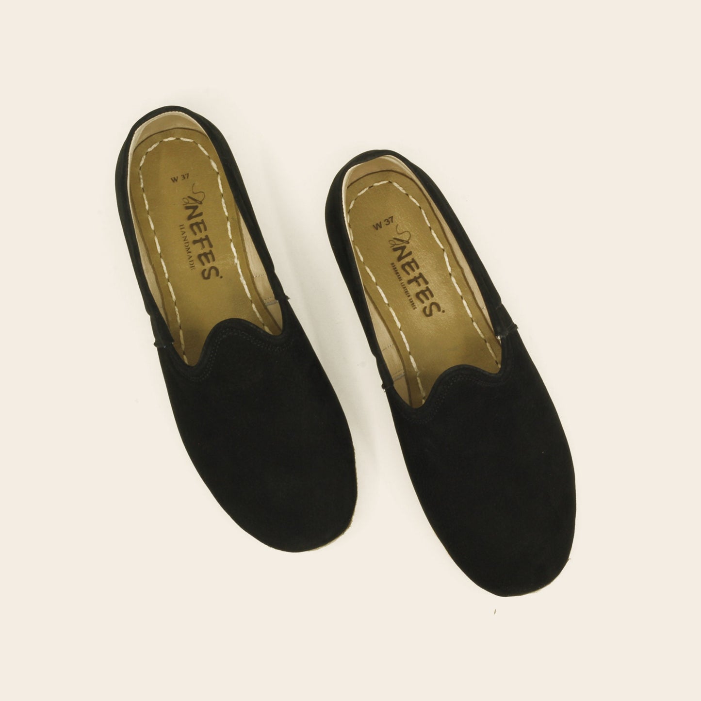 Unique Handmade Black Nubuck Shoes For Women - Nefes Shoes