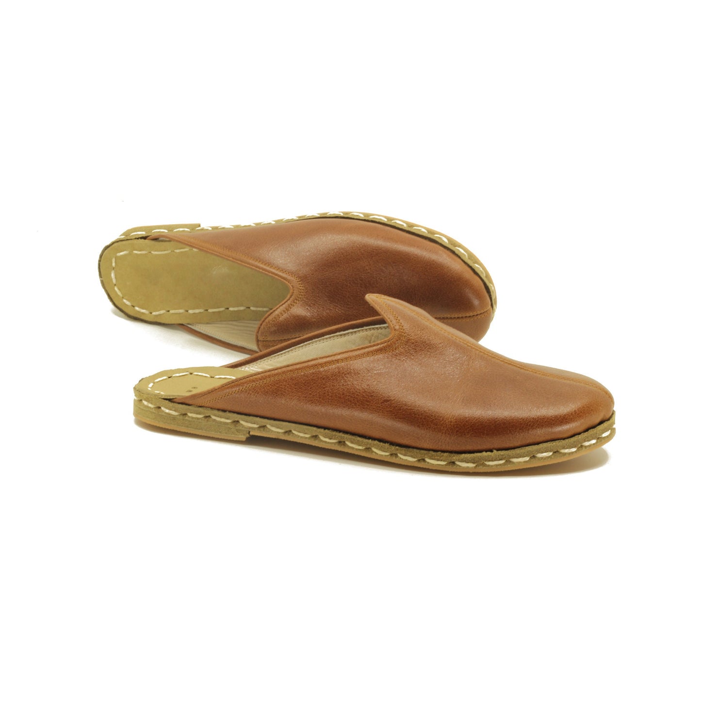 men's brown slippers handmade genuine leather outdoor spring summer– nefesshoes
