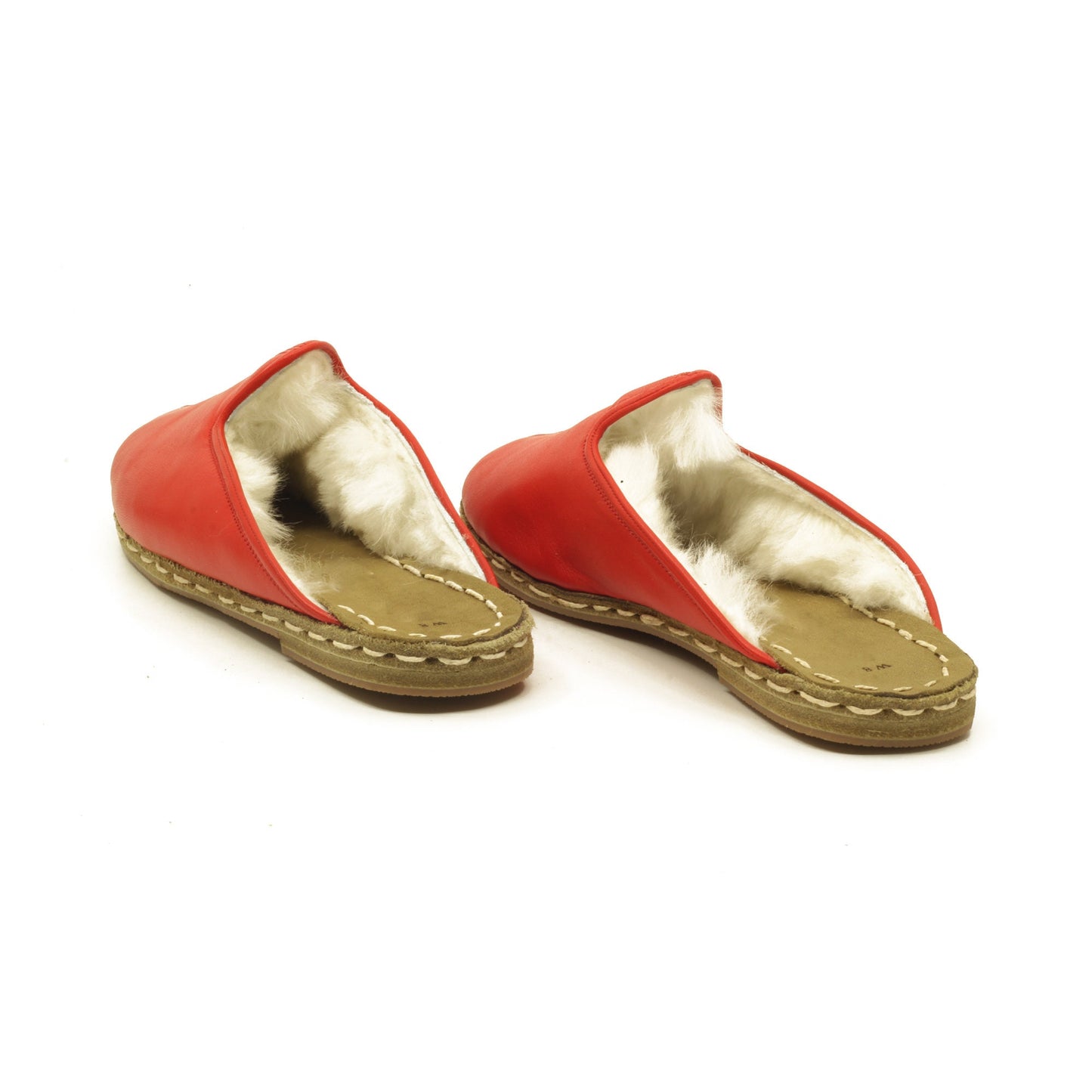 Handmade Red Leather Men's Slippers