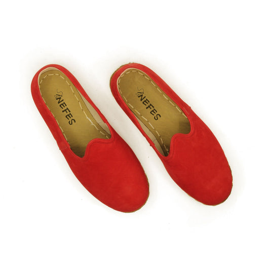 Women Shoes Handmade Red Nubuck Leather Yemeni Rubber Sole