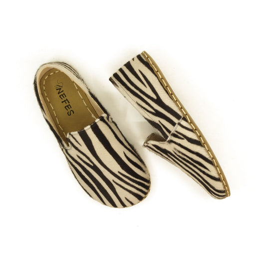 Zebra Patterned Barefoot Leather Shoes-Nefes Shoes