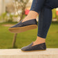 Handmade Navy Blue Leather Barefoot Moccasins for Women