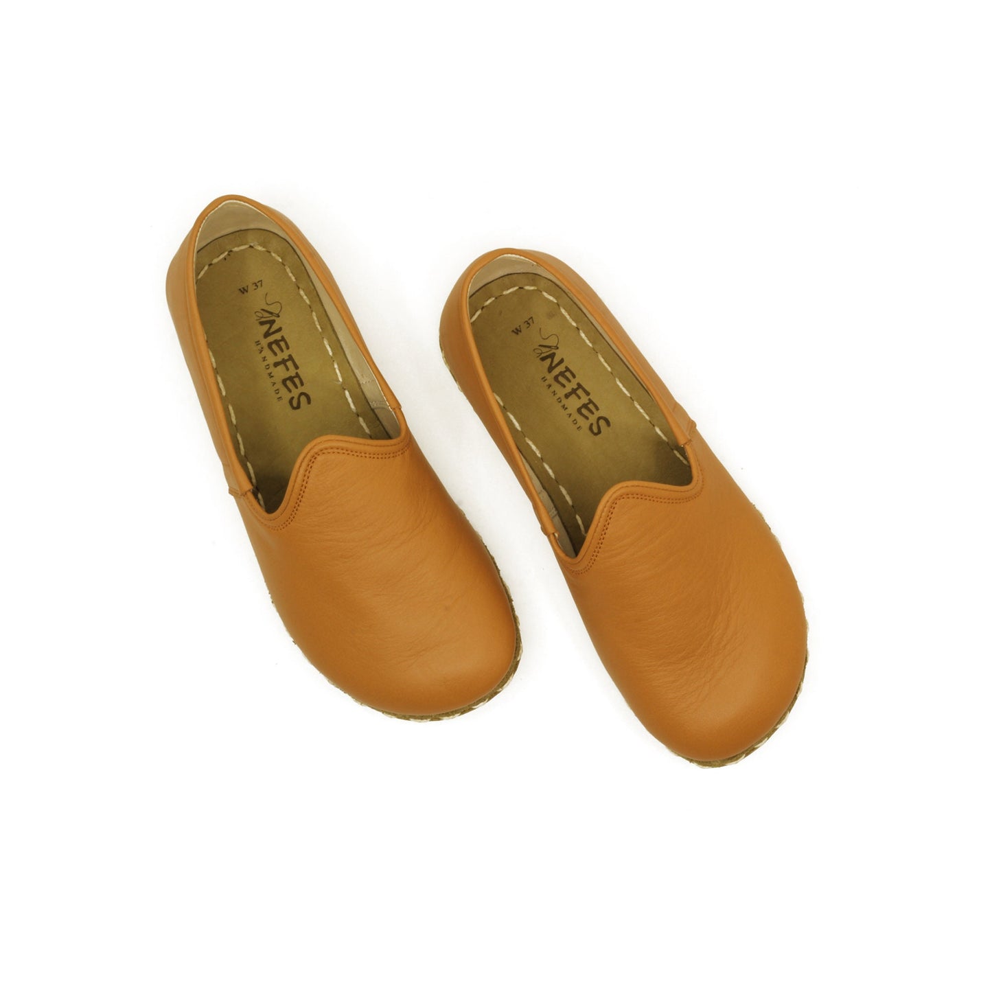 Orange Leather Barefoot Slip-On Shoes