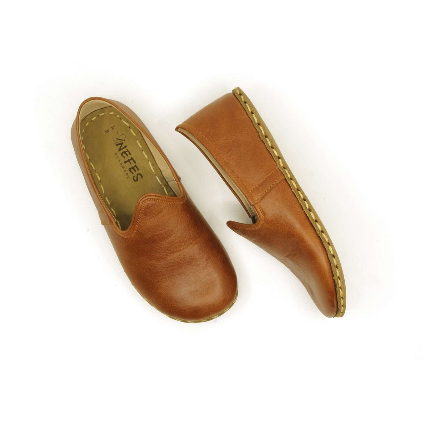 Antique Brown Leather Barefoot Loafers for Men | Handmade Slip-On Shoes with Wide Toe Box