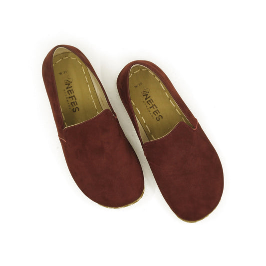 Step into Natural Comfort with Burgundy Nubuck Barefoot Shoes for Women - Experience the Freedom of Going Barefoot!