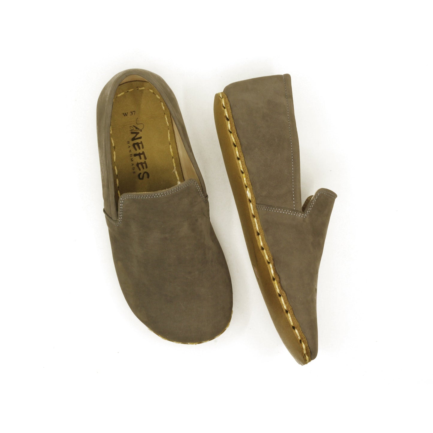 Women - Handmade - Barefoot - Leather Shoes, Modern - Gray Nubuck