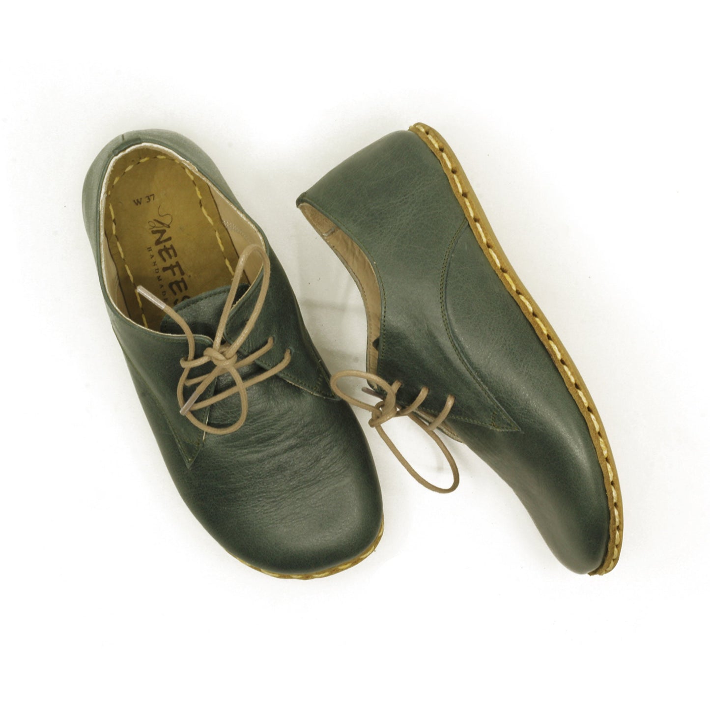 Green Leather Barefoot Oxford Shoes for Women | Perfect for Summer