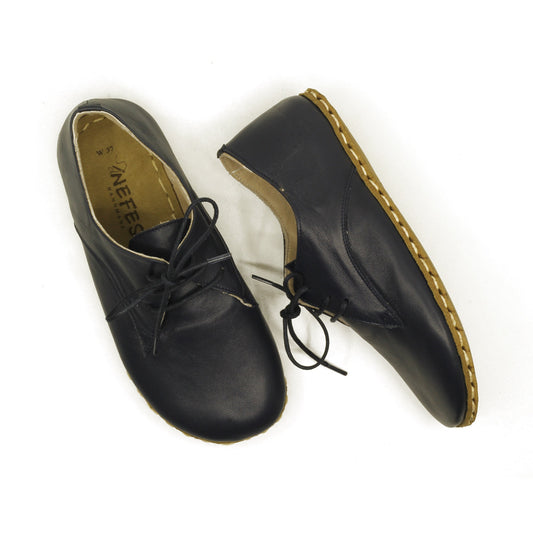 Handmade Navy Blue Barefoot Leather Shoes for Women