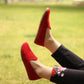 Experience Unmatched Comfort and Style with Handmade Red Nubuck Leather Barefoot Shoes for Women from Turkey