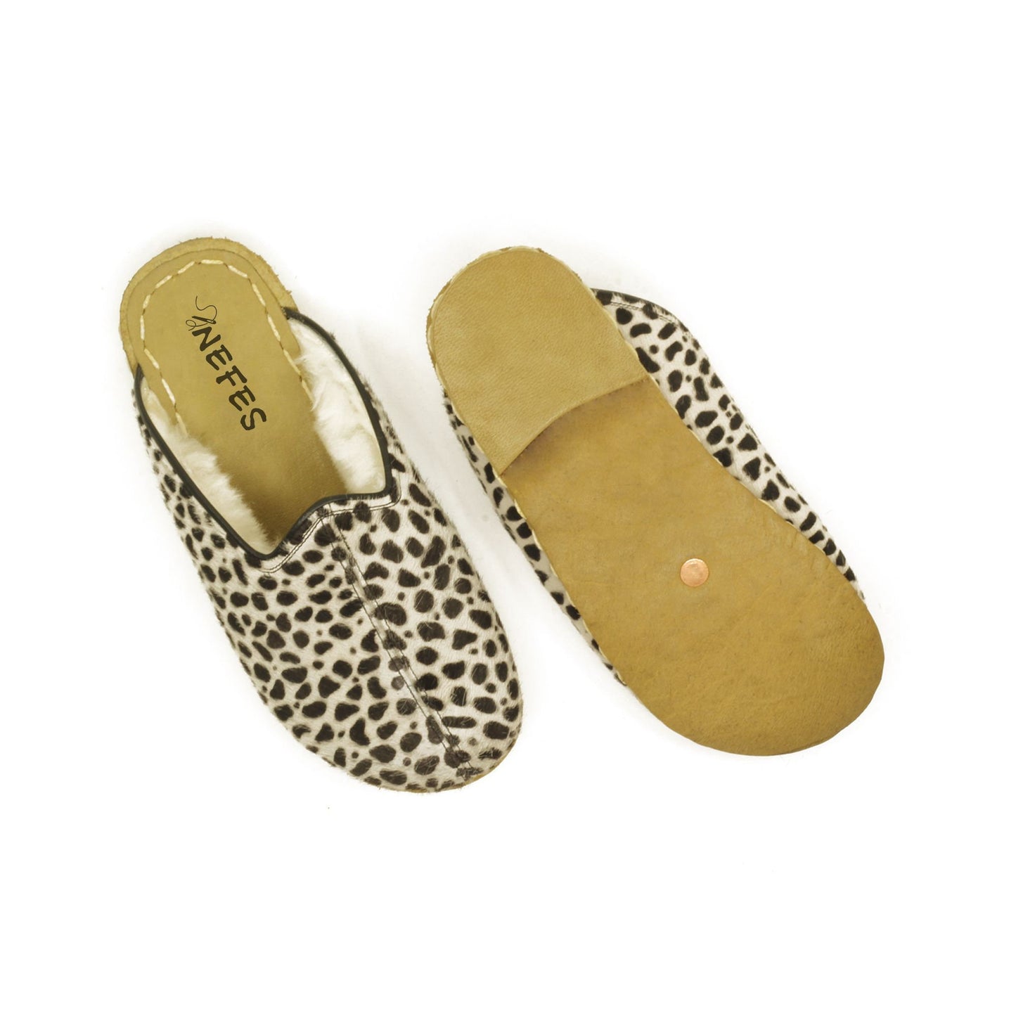 Leopard Print Faux Fur Slippers For Woman - Nefes Shoes