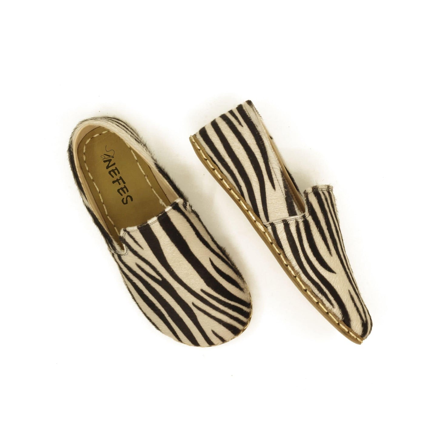 Women - Handmade - Barefoot - Leather Shoes, Modern- Zebra