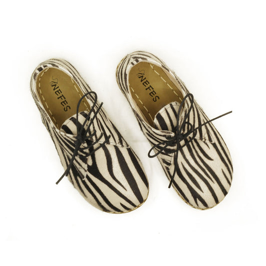 Handmade Zebra Barefoot Laced Shoes