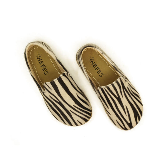 Handmade Zebra Print Barefoot Leather Shoes
