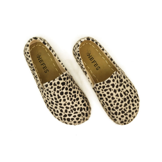 Handmade Leopard Print Calf Leather Barefoot Shoes