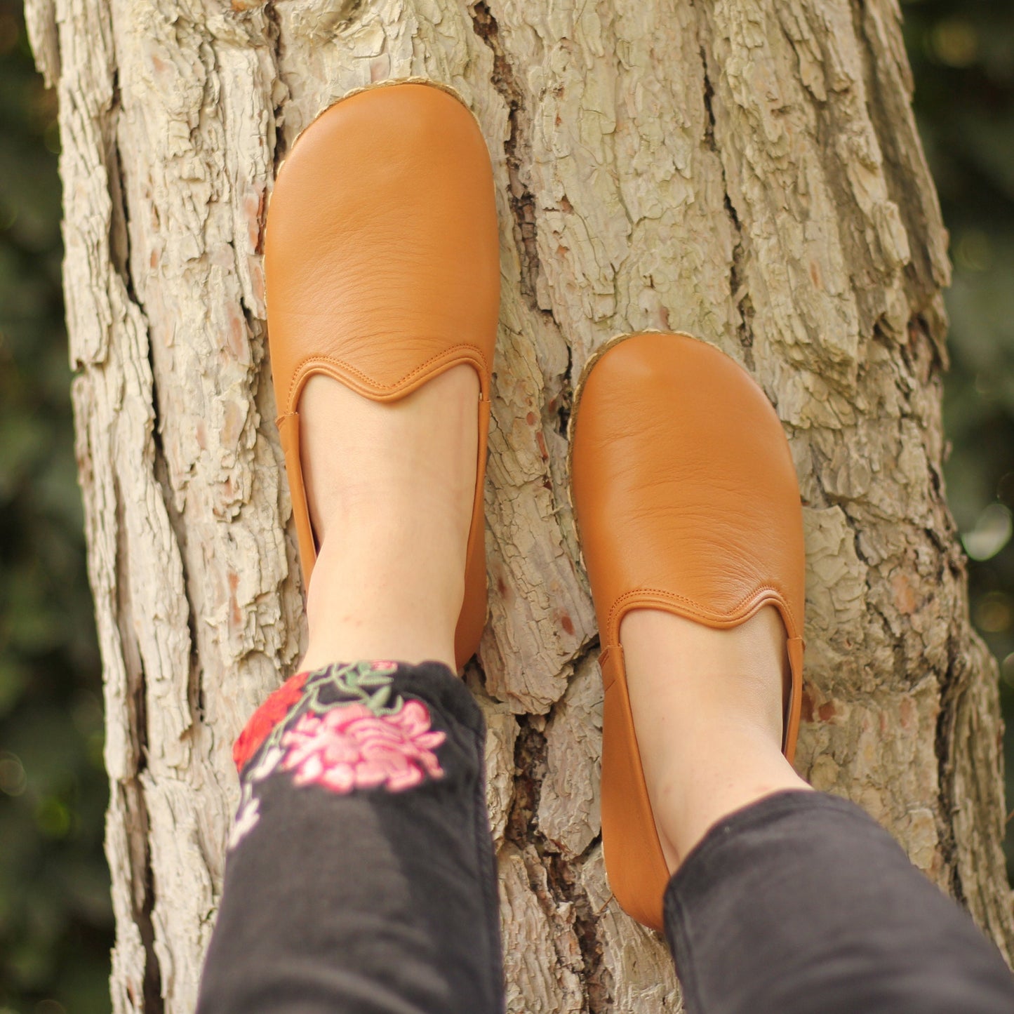 Women - Handmade - Barefoot - Leather Shoes, Classic- Orange