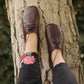 Women - Handmade - Oxford - Laced - Barefoot - Leather Shoes, -New Brown