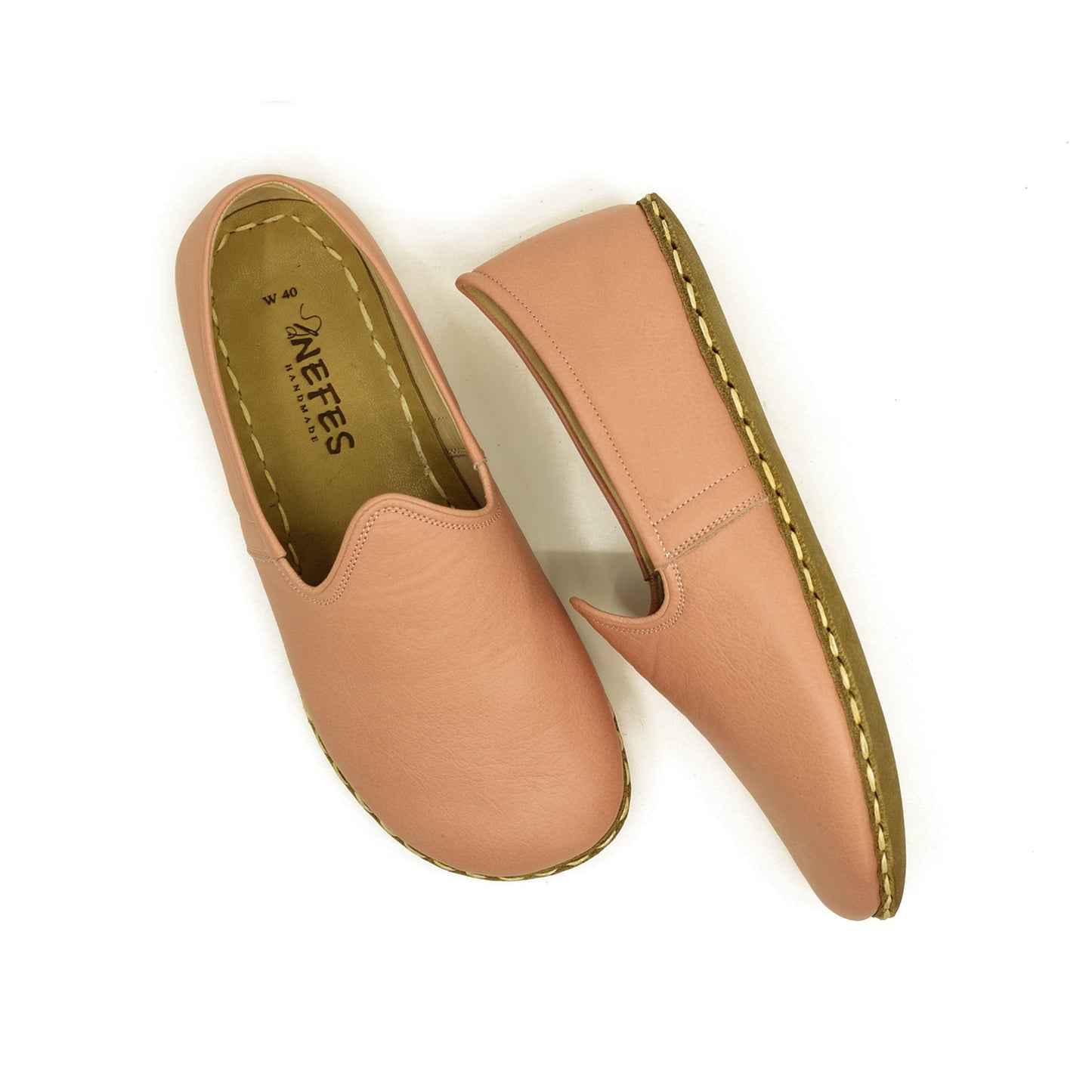 Women - Handmade - Barefoot - Leather Shoes, Calssic - Light Pink