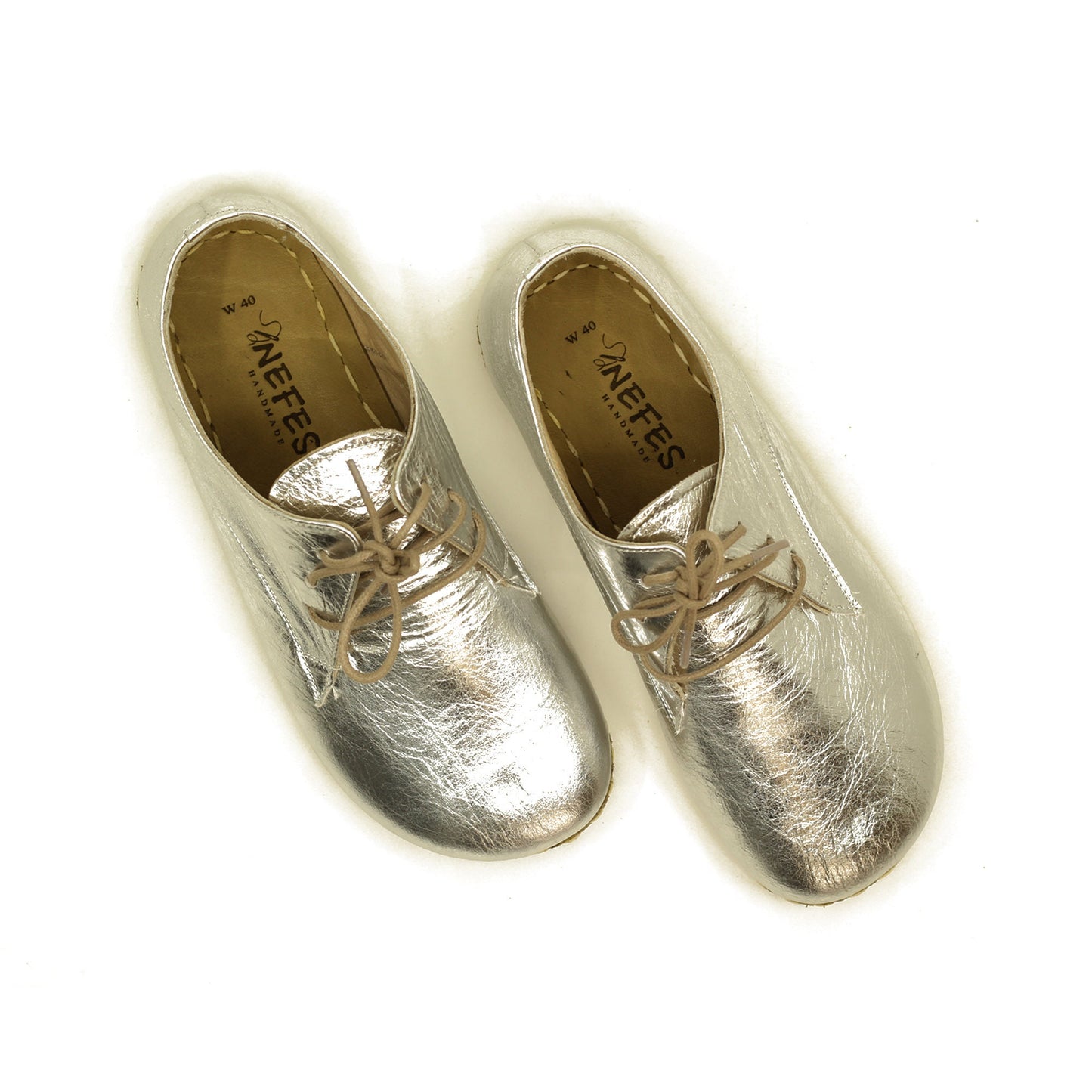 Women's Barefoot Shiny Silver Laced Shoes | Minimalist and Fashionable
