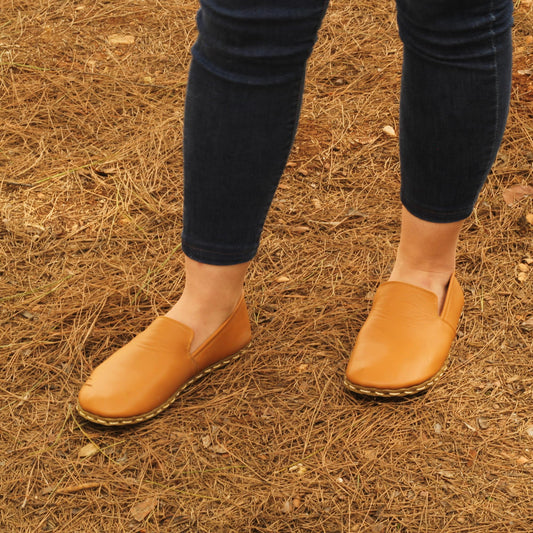 Handmade Women's Barefoot Shoes - Light Orange-Nefes Shoes