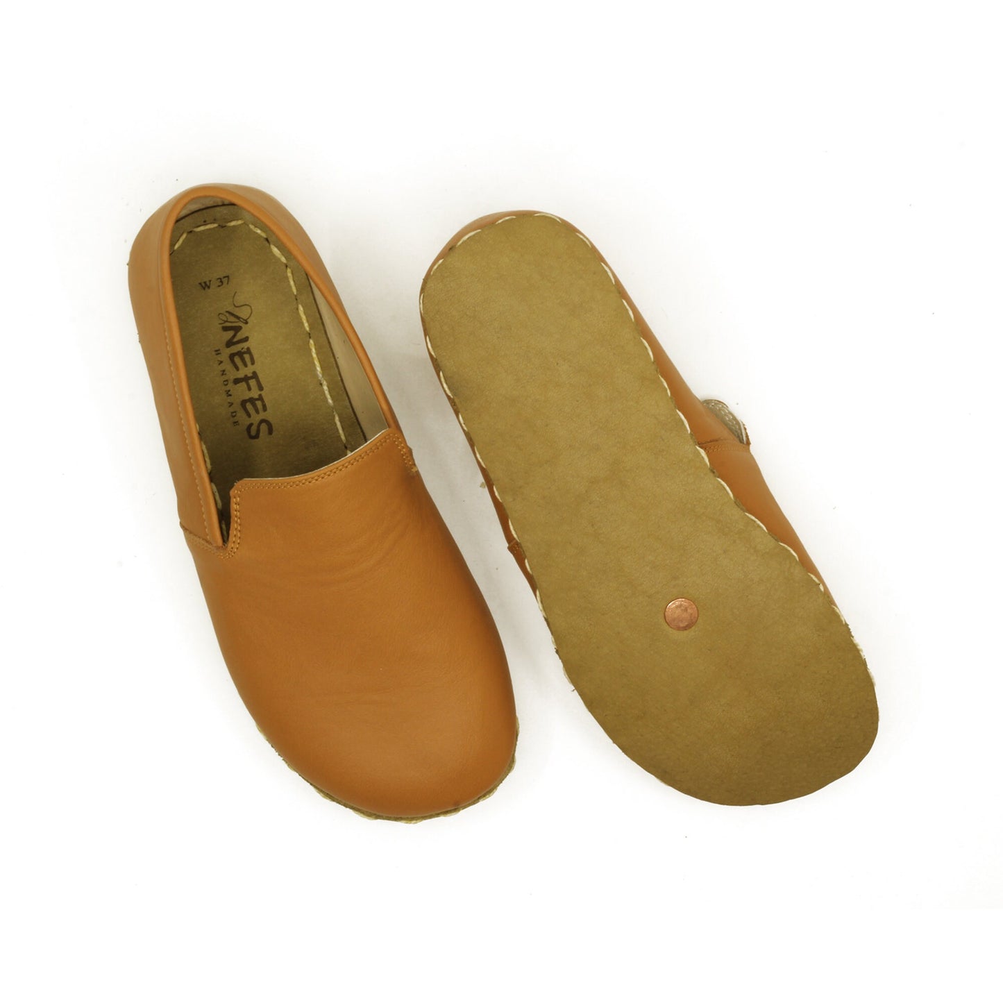 Women - Handmade - Barefoot - Leather Shoes, Modern - Light Orange