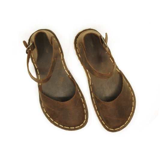 Handmade Brown Barefoot Leather Genuine Sandals-Nefes Shoes