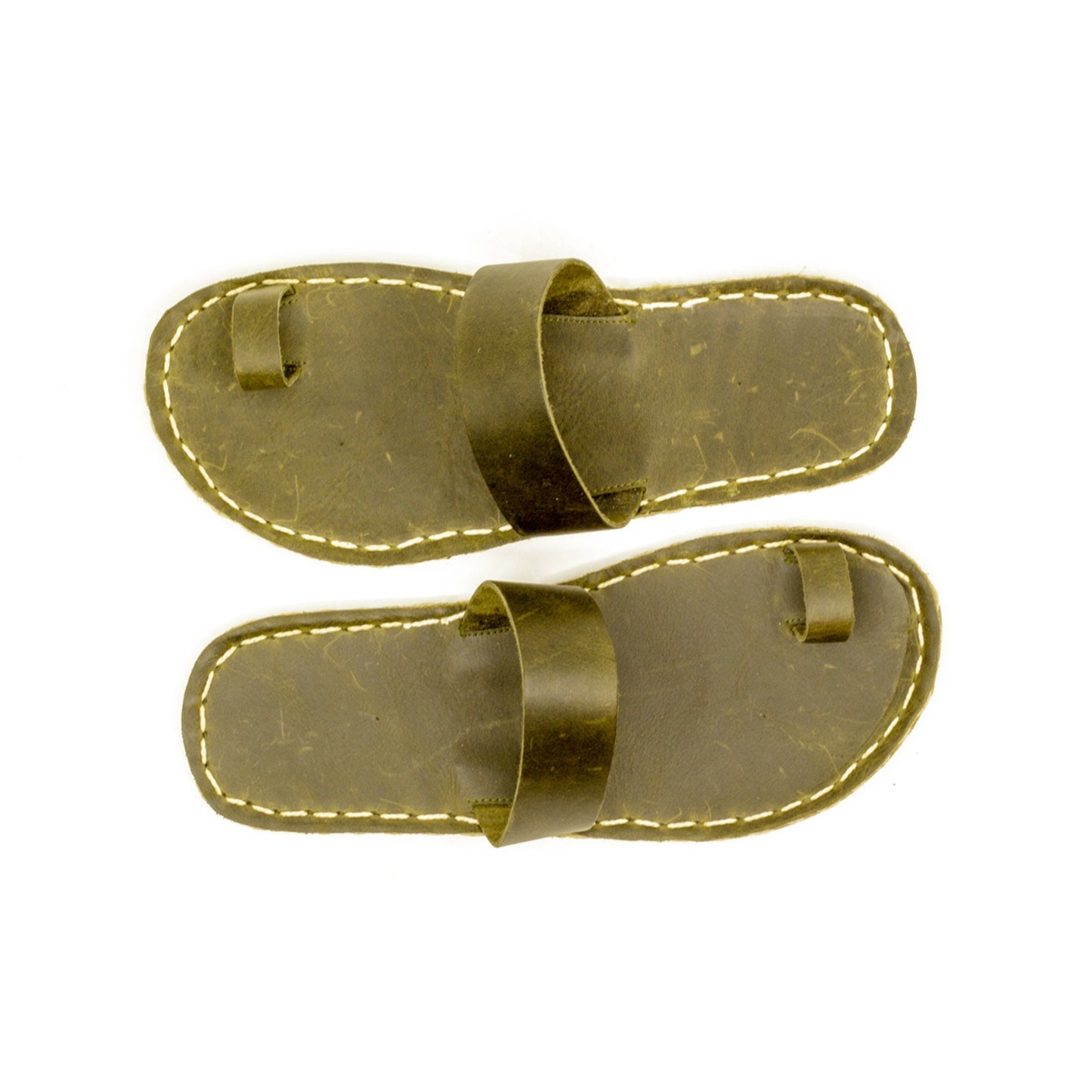One-toe Leather Slipper - Green