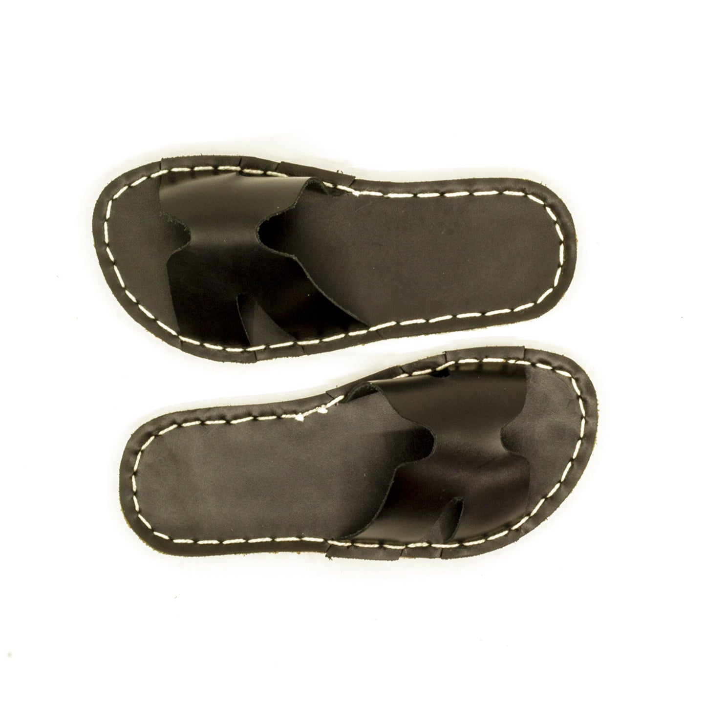 Men’s H Slipper Sandals – Barefoot - Handmade – All Genuine Leather – Black