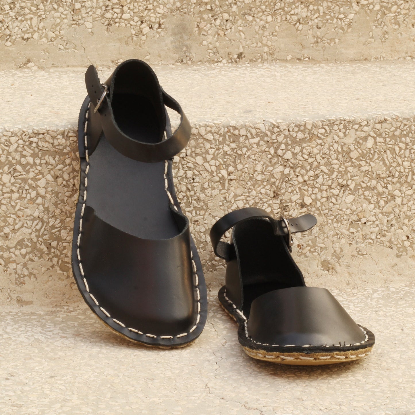 Women Sandals – Barefoot - Handmade – All Genuine Leather - Black